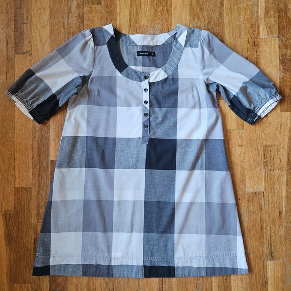 Paprika‎ Dress Womens M Gray White Plaid Gingham Mini Prairie Cottage Country - Picture 5 of 9